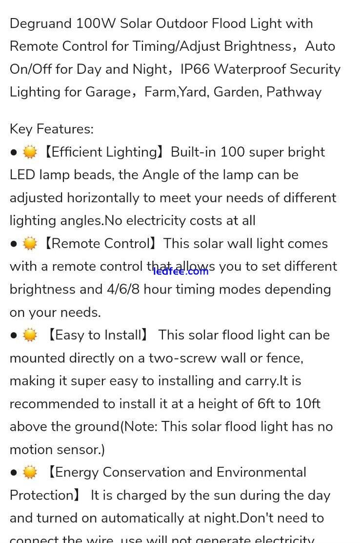 100W LED Solar Floodlight Panel Street Lights Outdoor Waterproof Remote Control 5 