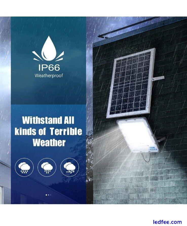 100W LED Solar Floodlight Panel Street Lights Outdoor Waterproof Remote Control 4 