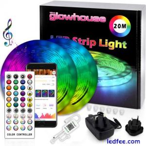 LED Strip Lights 65ft 20m 5050 RGB Colour Changing  Bluetooth Music Mode App