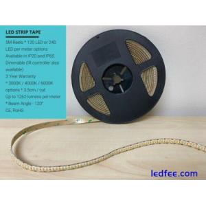 LED Strip Tape 5M | 120 or 240 LEDs | 12V Strip Lights - IP20 or IP65 Dimmable