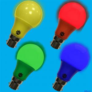 6w LED Coloured Lamp GLS B22 Light Bulb Choose Between Red Yellow Green Blue