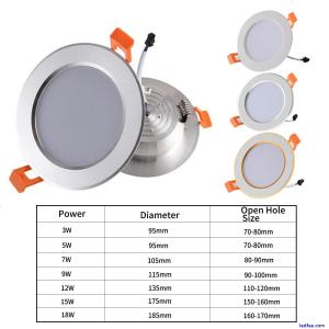7W 9W 12W 15W 18W  LED Ceiling Recessed Down Light Fixture Lamp Light & Driver