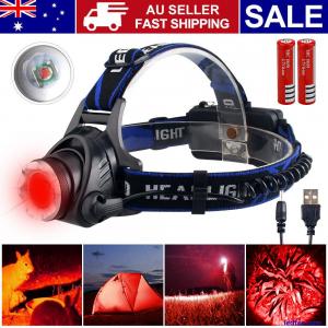 Zoomable Red LED Headlamp Rech...