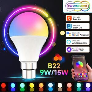Smart bulb led light B22 9W/15W Alexa google RGB home wifi control remote 2023