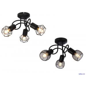 3 Way Ceiling Lights Modern Black Decorative Semi Flush Metal Crossover Fitting