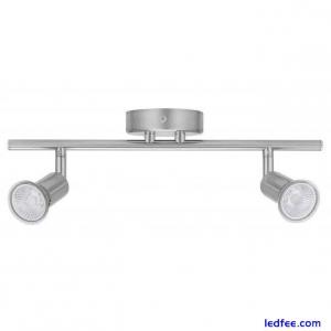 LED Ceiling Spotlight Bar 2 Way Twin GU10 Spotlight Bell Satin Silver / Chrome