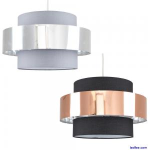 2 Tier Lampshade Drum Ceiling Light Shade Pendant Easy Fit Lighting LED Bulb