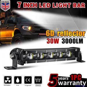 7inch 30W LED Work Light Bar Slim Single Row Driving Truck SUV ATV Spot Fog Lamp