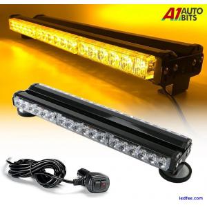 LED Roof Recovery Light Bar Amber Warning Strobe Flashing Magnetic Beacon 12-24v