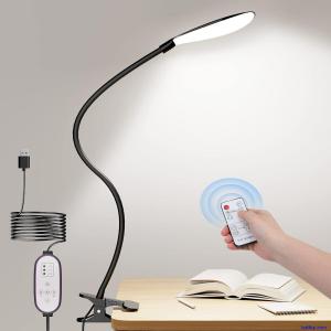 Clip on Light, Remote Control USB Desk Lamp, LED Reading Light Bedside Flexible