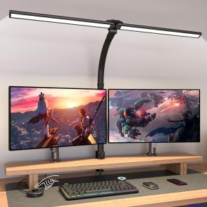 24W LED Double-Head Desk Lamp Wide & Bright Dimmable Eye-Protecting Office Light