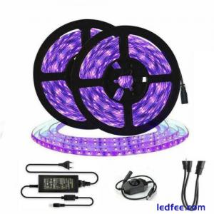 5M 10M UV Led Strip disco Blacklight 5050 dimmer Ultraviolet 395-400nm tape lamp