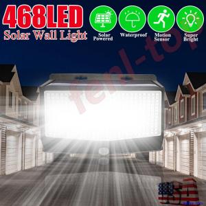 468 LED Solar Power Motion Sensor Light Outdoor Security Yard Street Wall Lamp