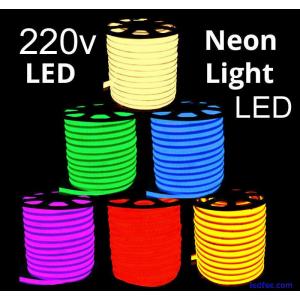 220V Neon LED Strip Flex Rope Light Waterproof Flexible Outdoor RGB WHITE, WARM