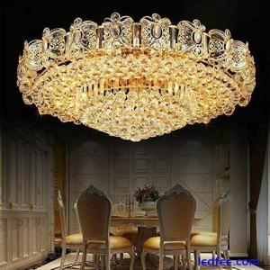 Modern K9 Crystal Gold Chandelier Flush Mount LED Ceiling Lamp Light Fixtures