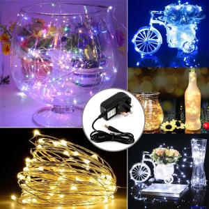 10m LED DC12V Micro Wire Copper Fairy String Christmas Lights Party + UK adapter