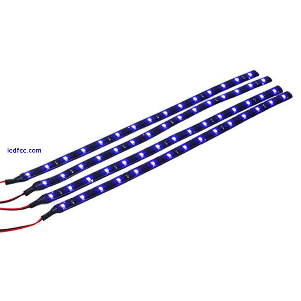 Blue 4pcs 30CM/15 LED Car Motors Truck Flexible Strip Light Waterproof 12V 1 