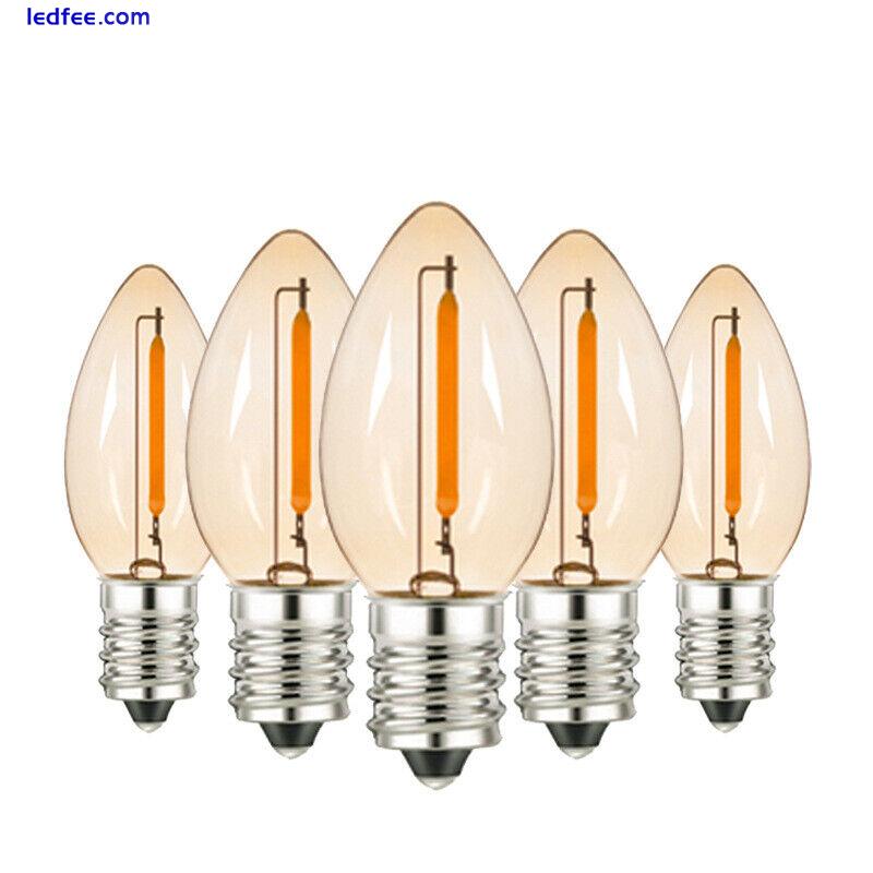 LED Filament Candle Light Bulb E14 1W Screw Vintage Lamp Warm White AC 220V 0 