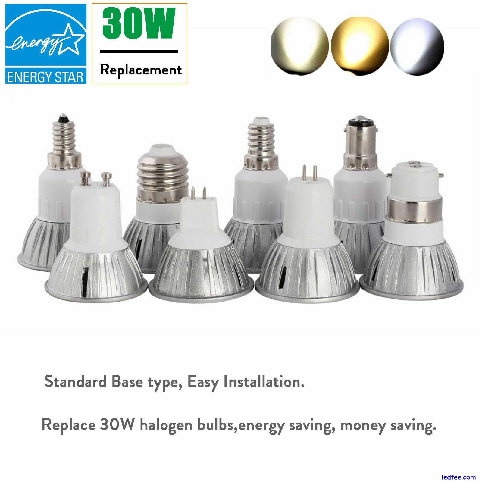 GU10 E14 MR16 B22 Dimmable LED Spotlight Bulb E27 B15 3W 220V 12V Silver Lamp 4 