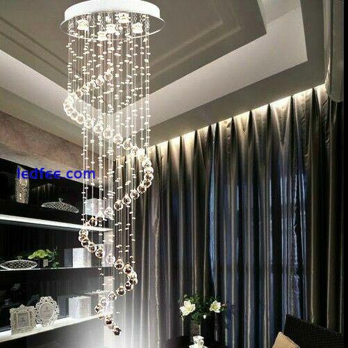 Luxury LED Crystal Spiral Pendant Lamp Ceiling Light Stair Chandelier Loft 5 