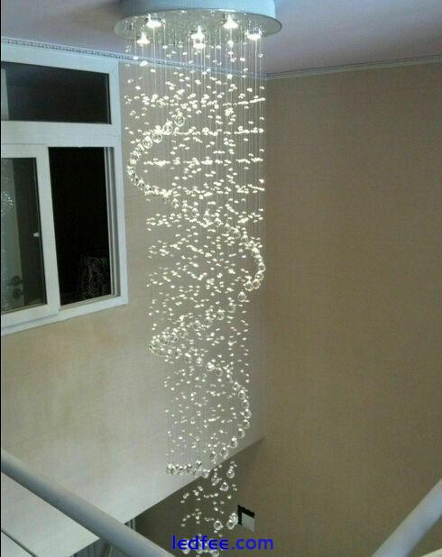 Luxury LED Crystal Spiral Pendant Lamp Ceiling Light Stair Chandelier Loft 3 