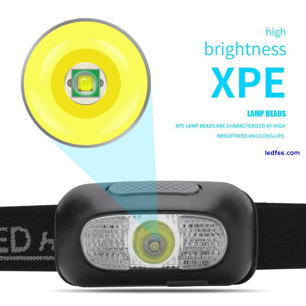 Super Bright Waterproof Head Torch Headlight LED USB Rechargeable Headlamp Mini 3 