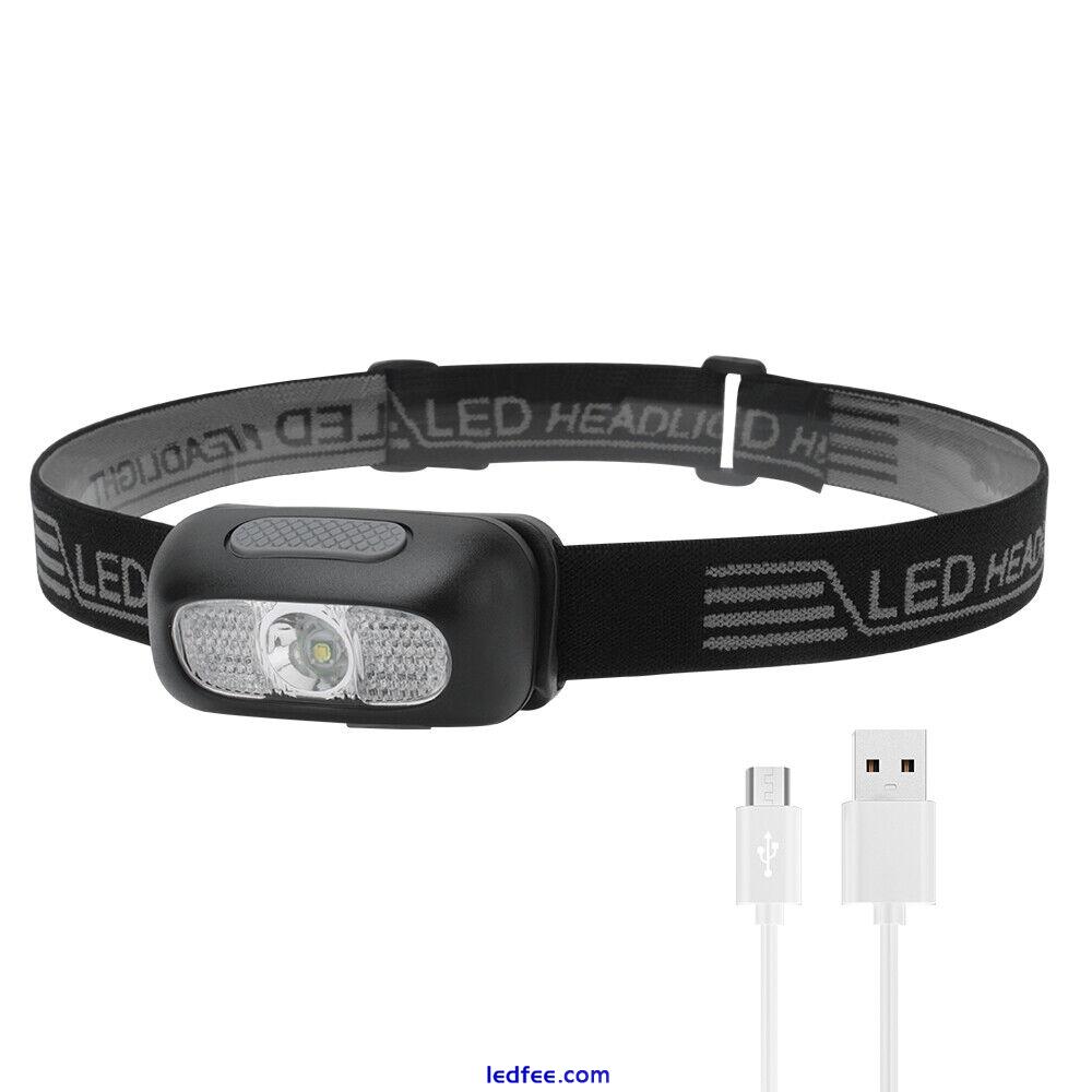 Super Bright Waterproof Head Torch Headlight LED USB Rechargeable Headlamp Mini 5 