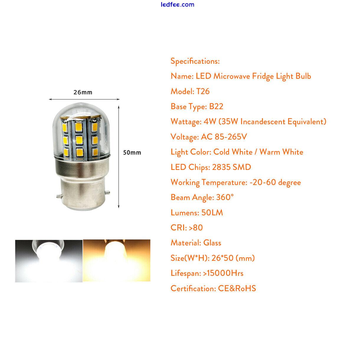 Mini B22 LED Corn Light Bulbs 4W T26 2835 SMD Lamp Refrigerator Kitchen Decor BC 0 