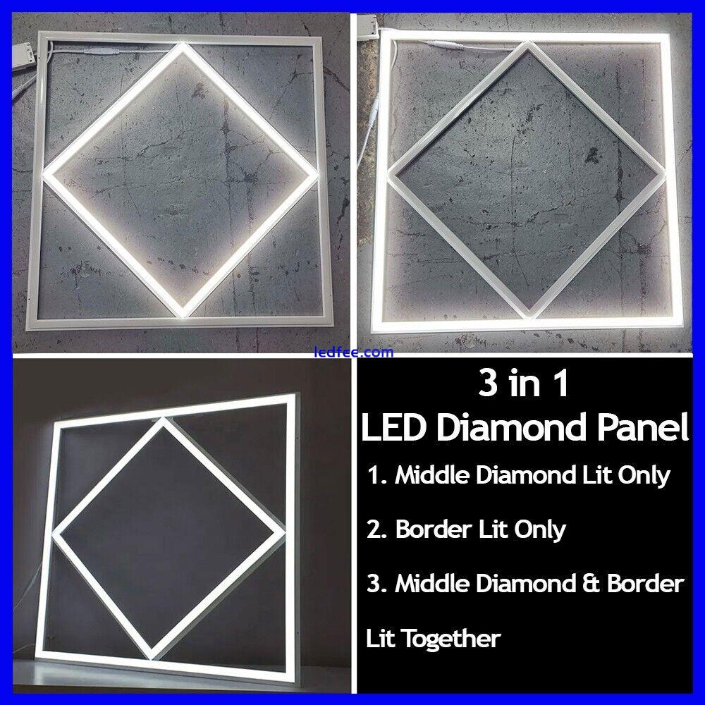 LED Panel light 600x600 Lattice Diamond 80W 8000 Lumen Edge Frame Flat 6500K 4 