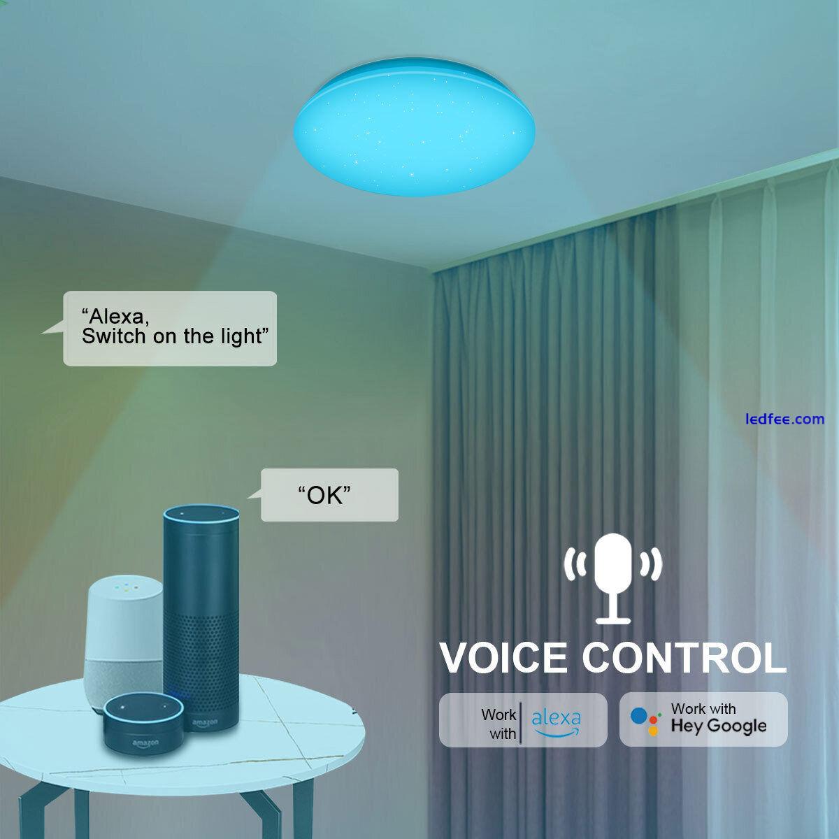 Smart LED Ceiling Light Colour Changer App Voice Control Alexa WiFi RGB Dimmable 3 