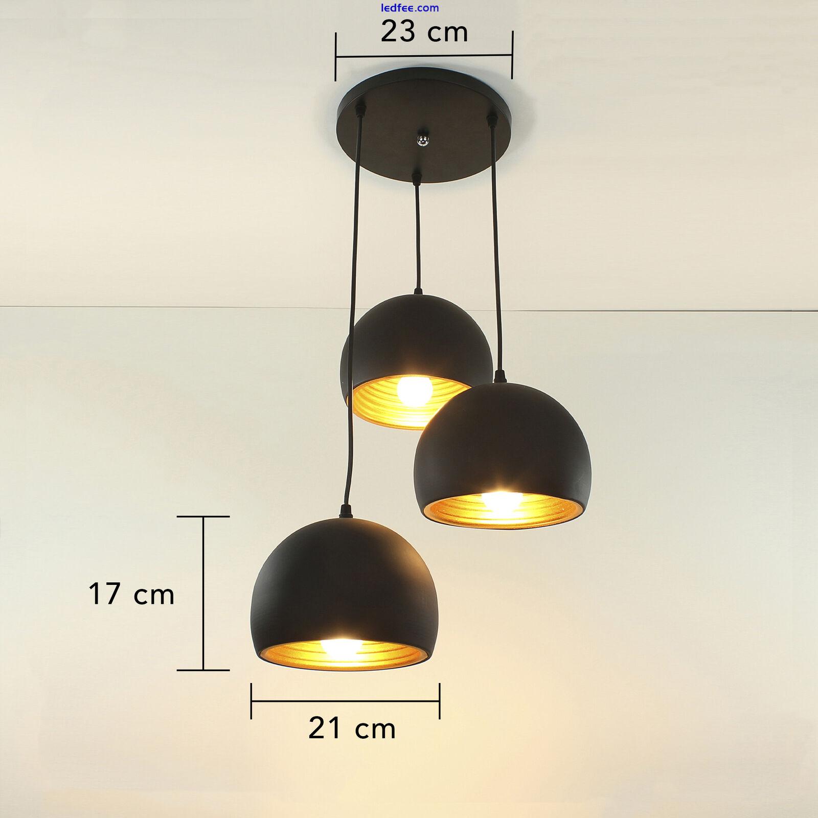 Modern 3 Way Ceiling Pendant Cluster Light Fitting Lights Black Gold Dome 2 