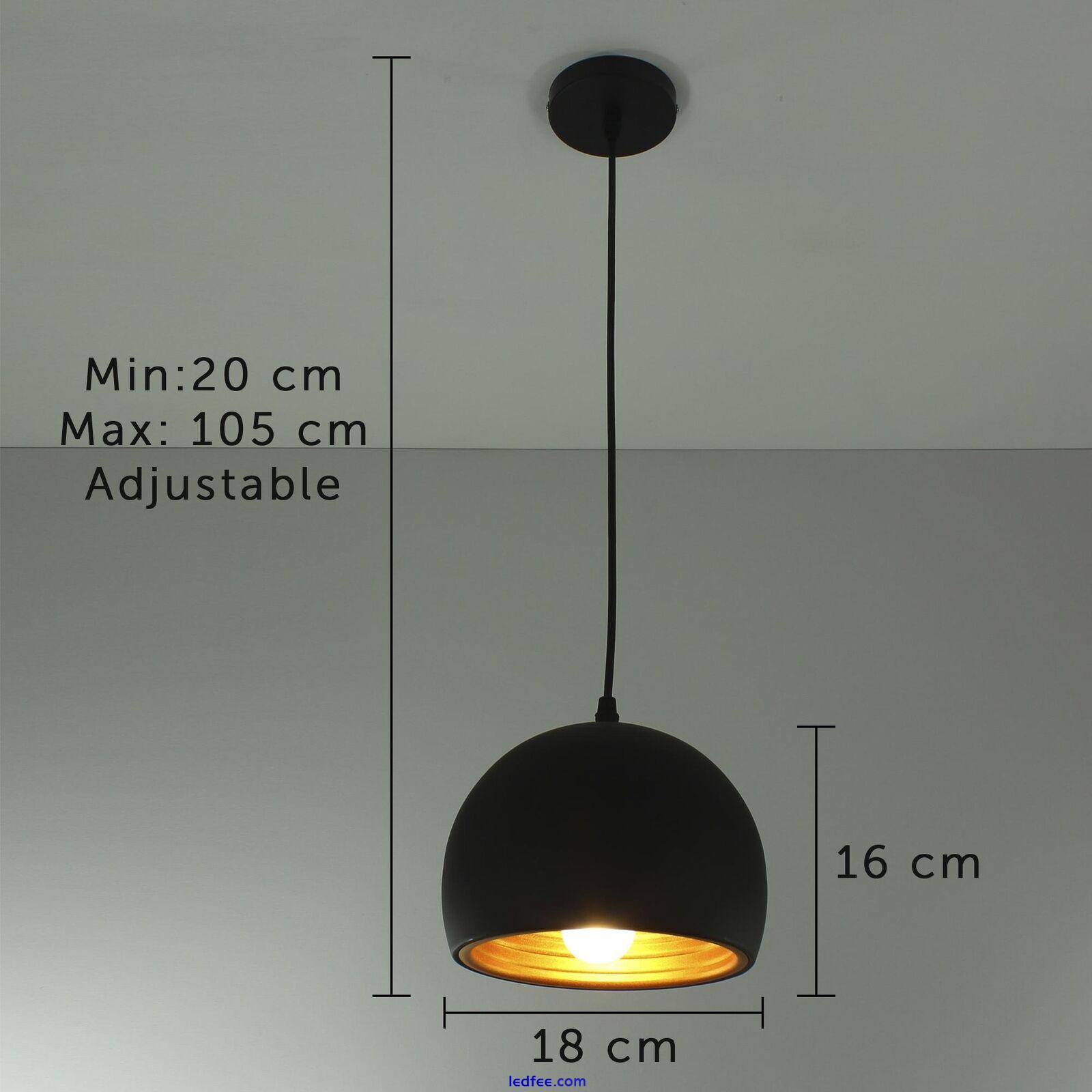 Modern 3 Way Ceiling Pendant Cluster Light Fitting Lights Black Gold Dome 3 