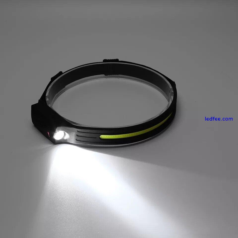 Waterproof COB Headlamp Night Flashlight LED Motion Sensor Head Torch Headlight 2 