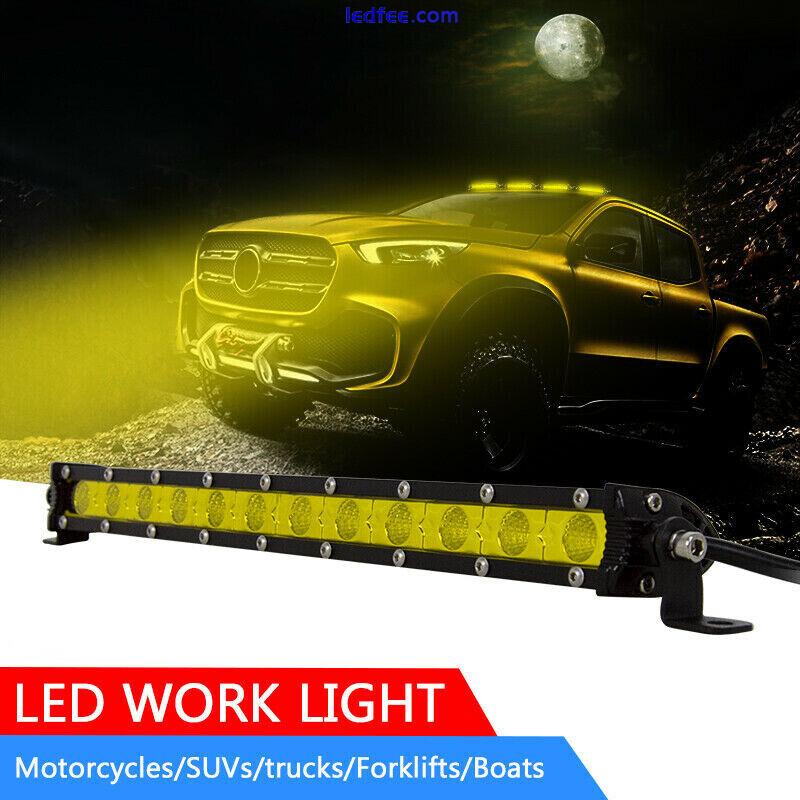 Amber 12inch 60W Flood Slim Single Row Fog LED Work Light Bar Car SUV Truck -YH 3 