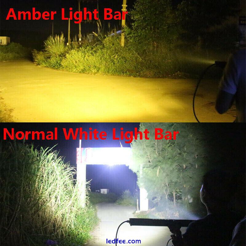Amber 12inch 60W Flood Slim Single Row Fog LED Work Light Bar Car SUV Truck -YH 4 