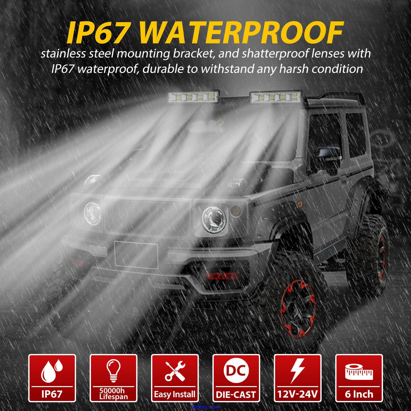 6Inch 72W LED Work Light Bar Flood Fog Lamp Offroad Driving Truck SUV ATV 4WD 3 