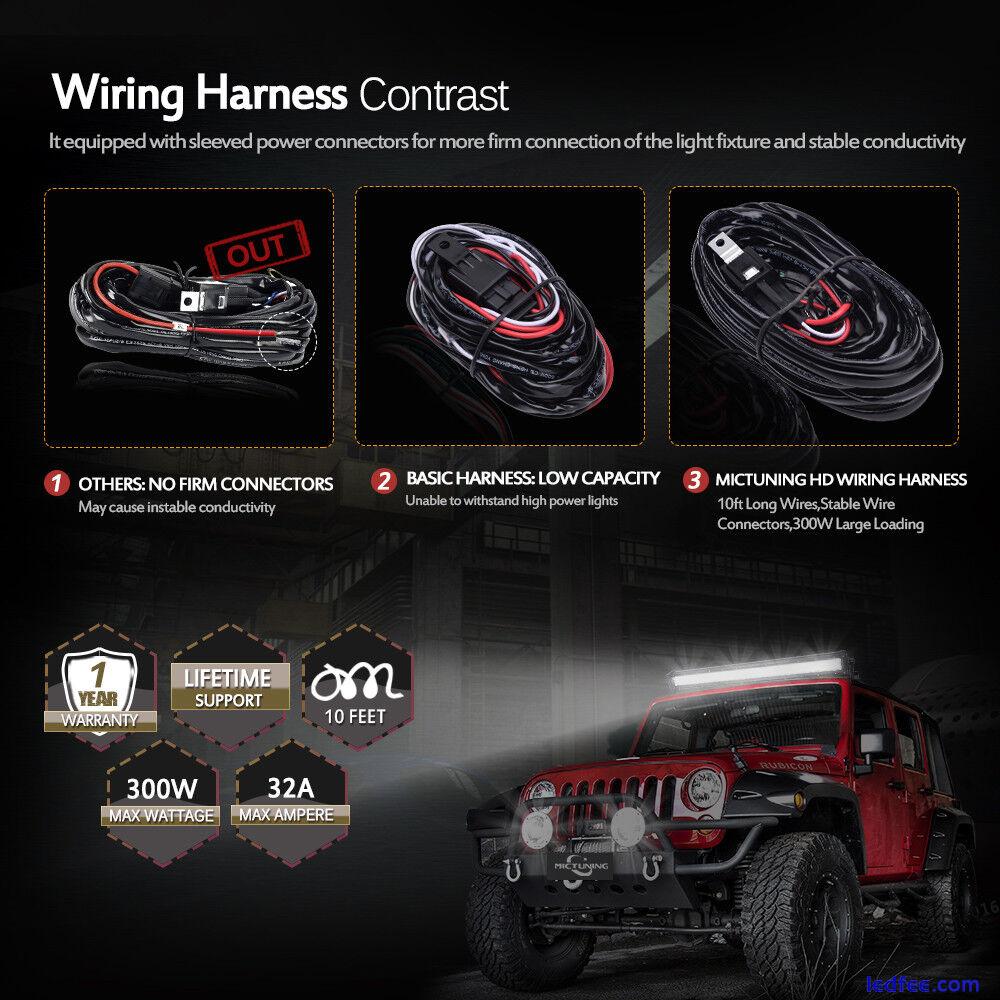 MICTUNING Heavy Duty 300W LED Light Bar Wiring Harness+Rocker Switch 40A Relay 0 