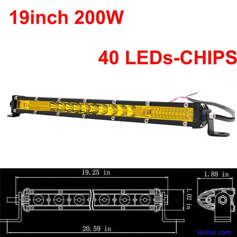 Yellow Ultra Slim 20'' 200w Single Row LED Work Light Bar Offroad Truck Amber_$6 1 