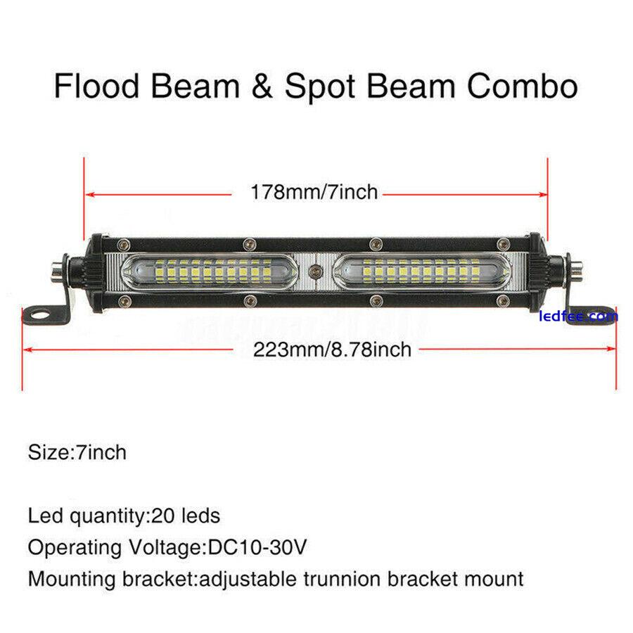 2Pcs 7in Car Work Light Bar Spot Flood Combo Beam LED Lamp Waterproof 90W 6000K 4 