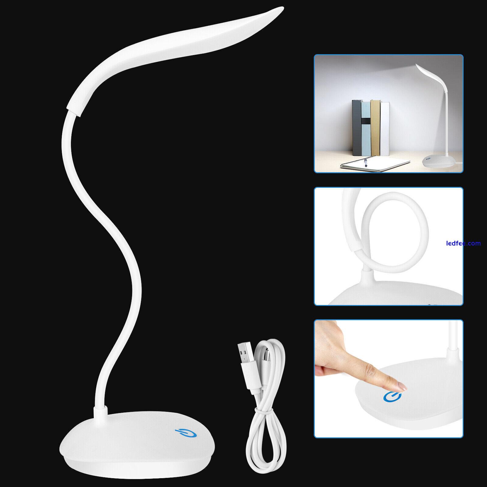 Dimmable LED Desk Light Touch Sensor Table Bedside Reading Lamp USB Rechargeable 0 