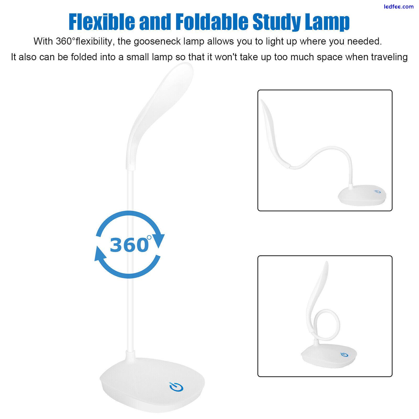 Dimmable LED Desk Light Touch Sensor Table Bedside Reading Lamp USB Rechargeable 2 