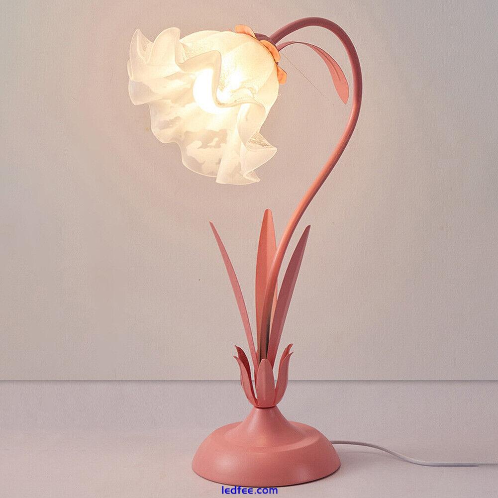 Flower LED Desk Lamp French Romantic LED Night Light White Glass Decorative Lamp 1 