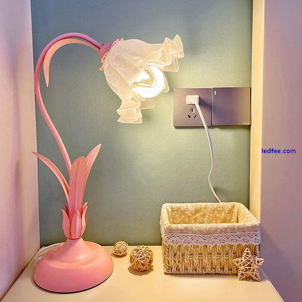 Flower LED Desk Lamp French Romantic LED Night Light White Glass Decorative Lamp 3 