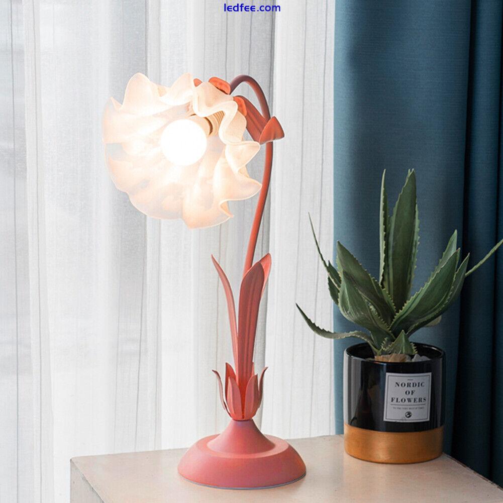 Flower LED Desk Lamp French Romantic LED Night Light White Glass Decorative Lamp 2 