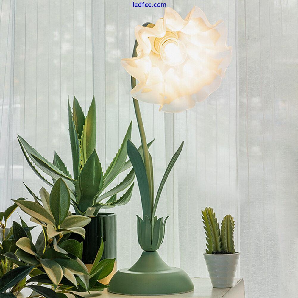 Flower LED Desk Lamp French Romantic LED Night Light White Glass Decorative Lamp 4 