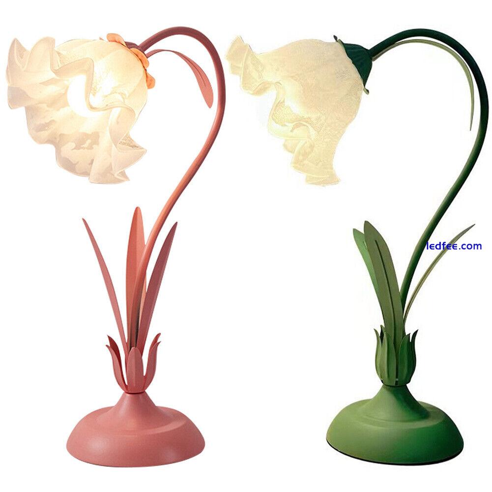 Flower LED Desk Lamp French Romantic LED Night Light White Glass Decorative Lamp 5 