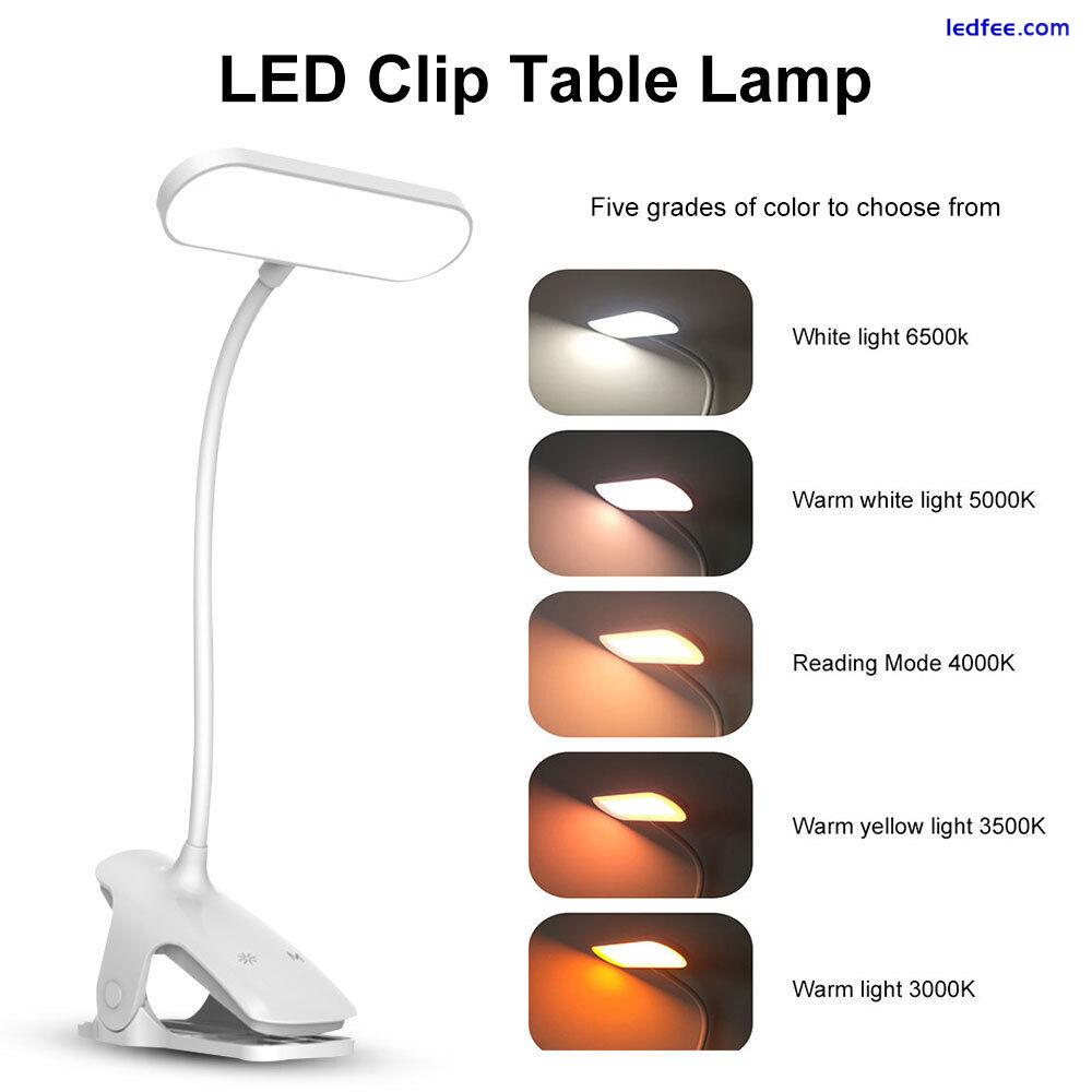 Flexible Clamp Clip-On LED Table Desk Light Reading Bed Bedside Night Lamp Touch 0 