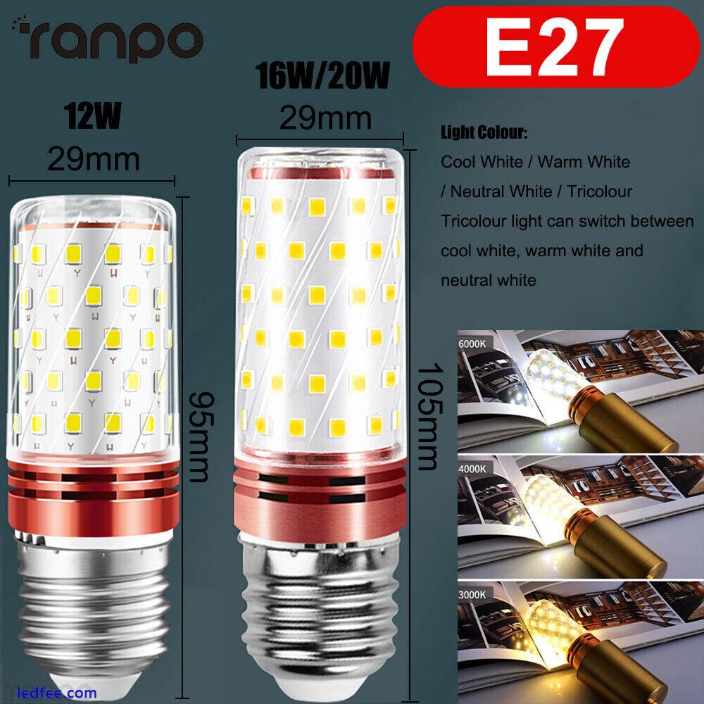 LED Corn Light Bulbs E14 E27 Screw Base Lamp 12W 16W 18W 220V Tricolour Dimming 2 