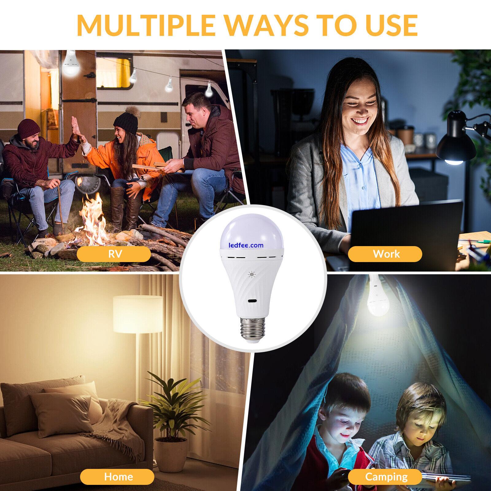 Emergency LED Light Bulb Dimmable Rechargeable Remote Control Lamp USB Touch AC 1 
