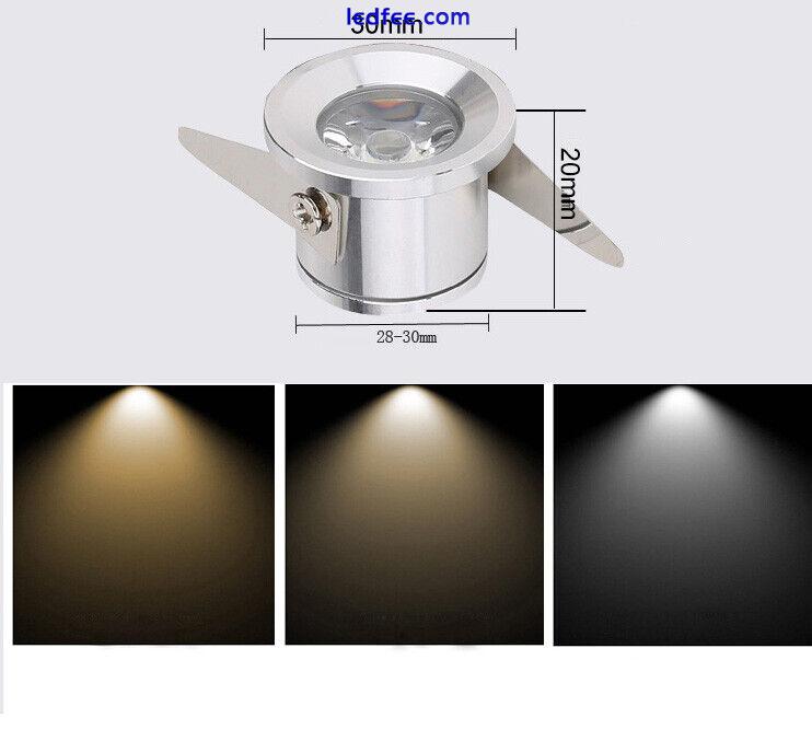 5pcs Round 1W Indoor Recessed LED Cabinet Light Mini Ceiling Spotlight + Driver 1 